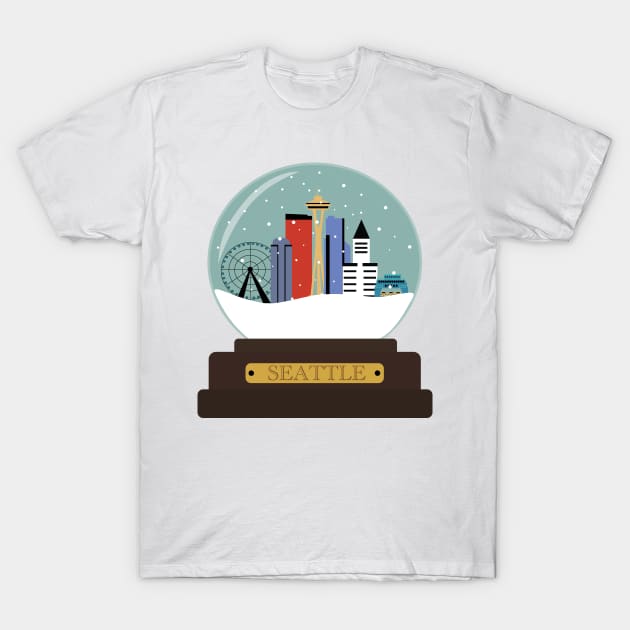 Seattle Snow globe T-Shirt by Edofest